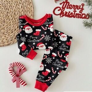 Black and Red Merry Christmas Kids Pajama Set